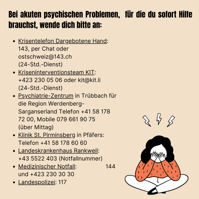 Emotionale Unterstützung bei Suizidgedanken